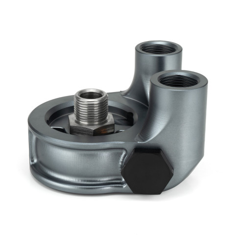 Oil Filter Sandwich Plate with Thermostat, Right-Angle - Picture 3 of 4